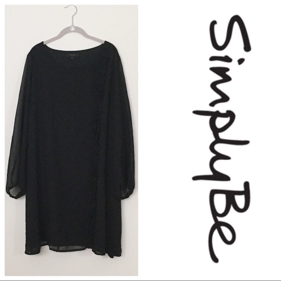 Simply Be Dresses & Skirts - Simply Be Black Asymmetrical Ruffle Shift Dress